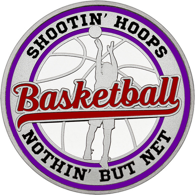 Maroon "Basketball" with Purple Outer Circular Borders